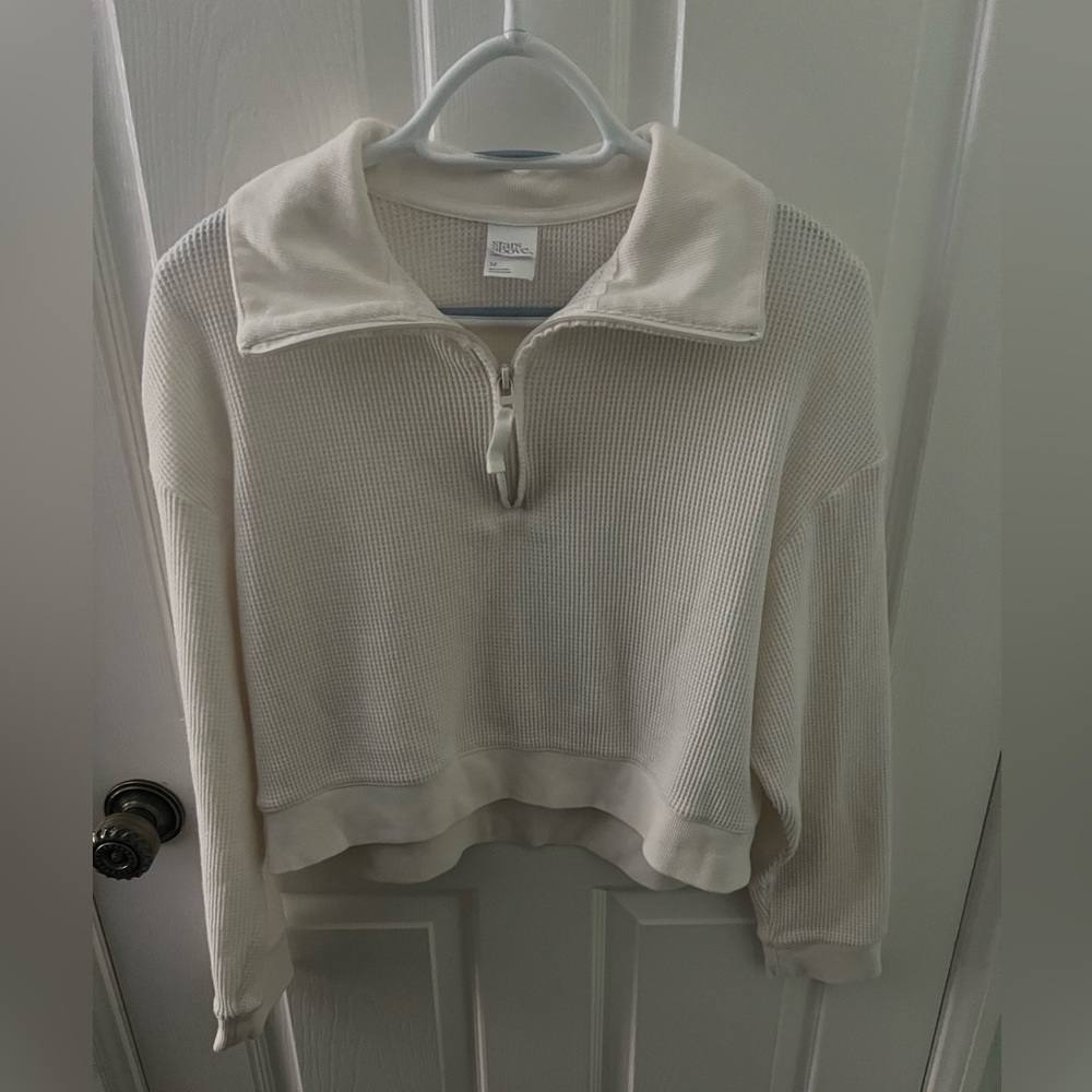 stars above Waffle-Material Half Zip Cropped Pullover Suze Medium